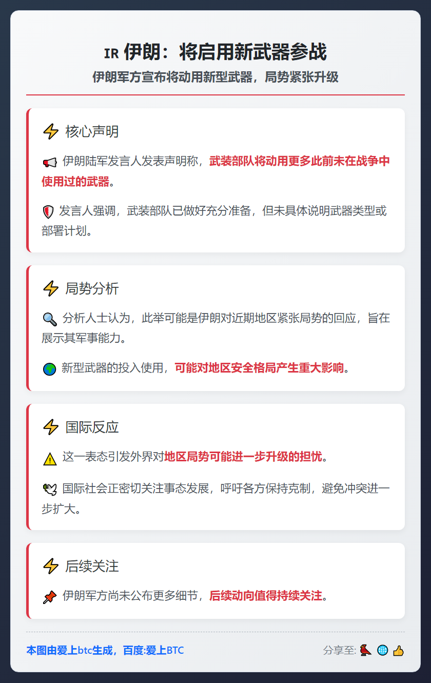 伊朗：将启用新武器参战