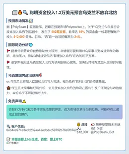 聪明资金投入1.2万美元预言乌克兰不放弃北约