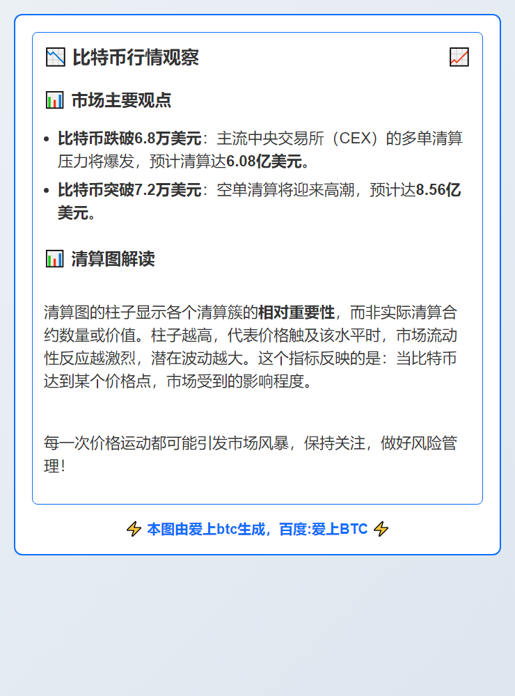 比特币跌破6.8万，多单清算达6.08亿