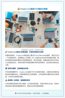 Crypto.com裁员12%推动AI转型