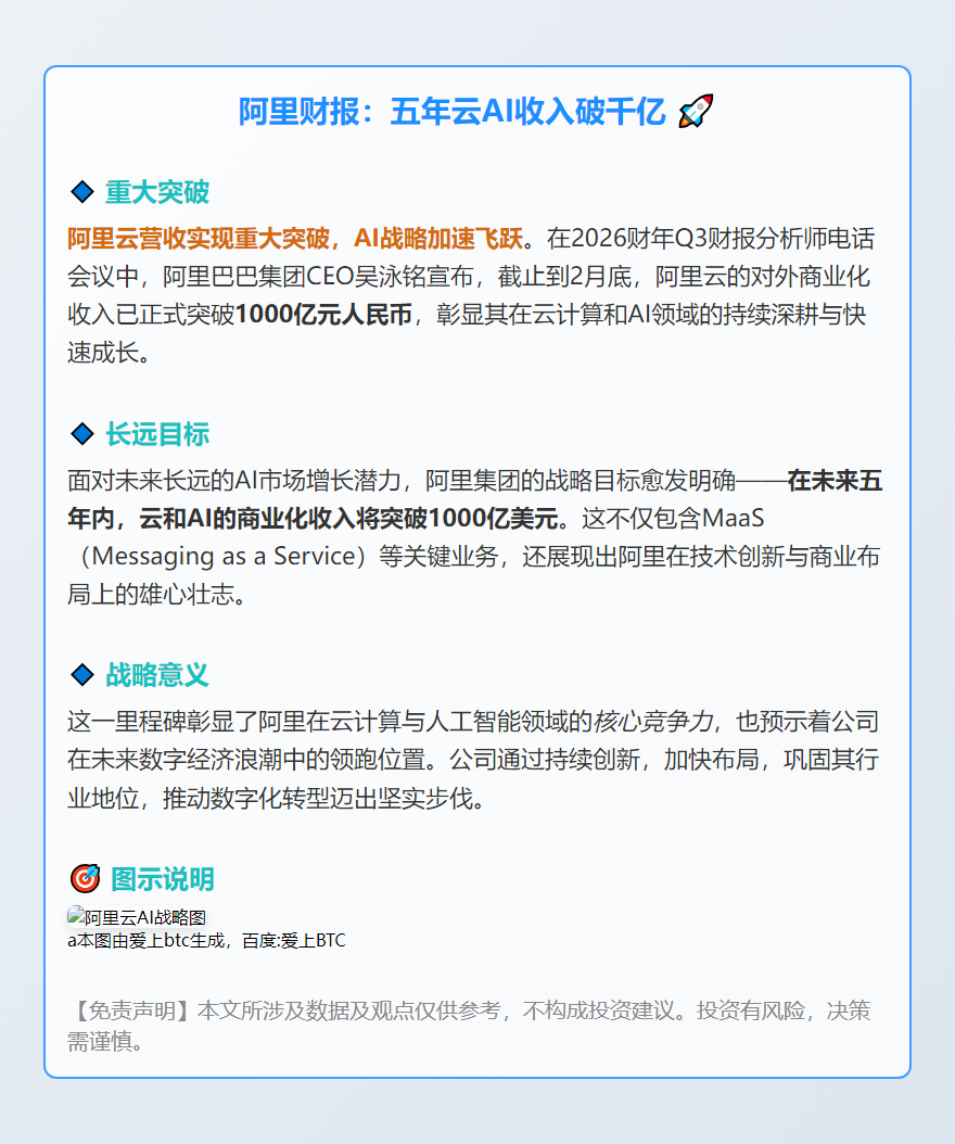 阿里财报：五年云AI收入破千亿