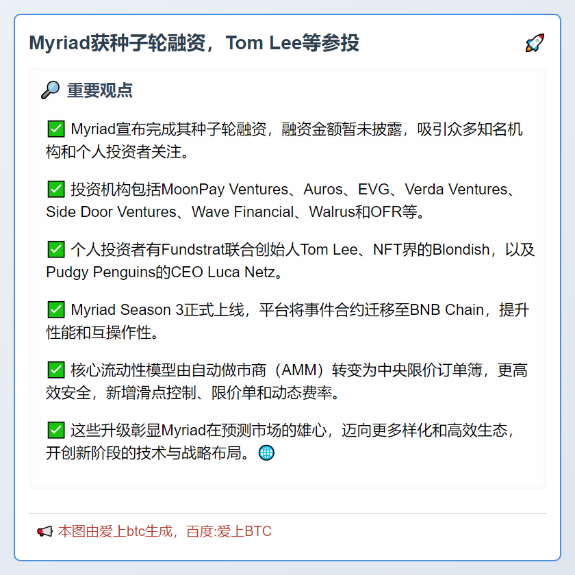 Myriad获种子轮融资，Tom Lee等参投