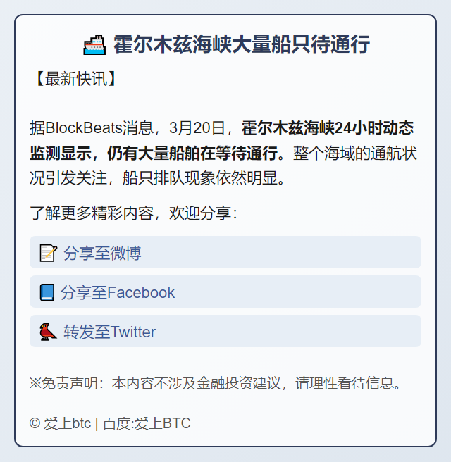 霍尔木兹海峡大量船只待通行