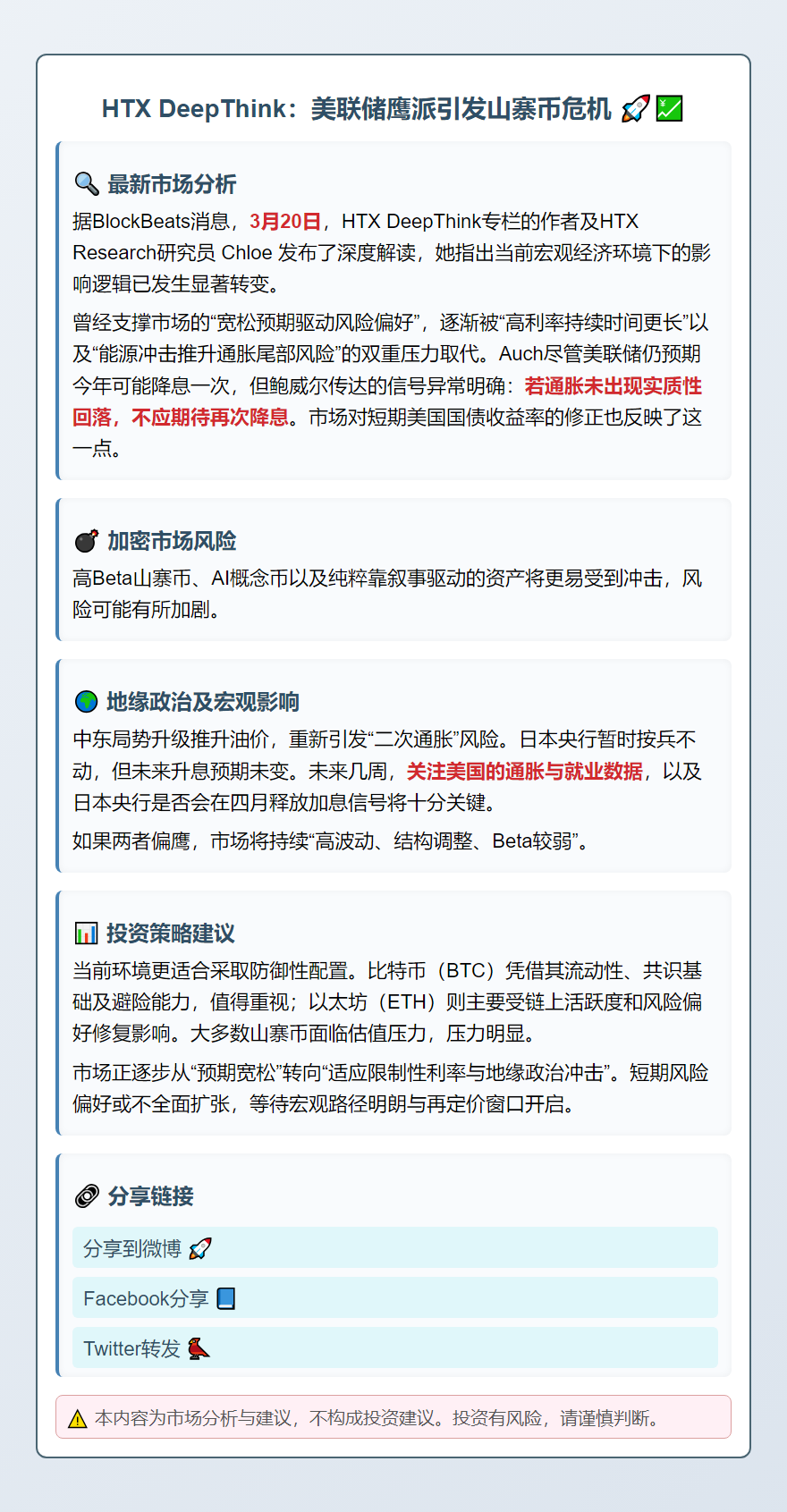 HTX DeepThink：美联储鹰派引发山寨币危机