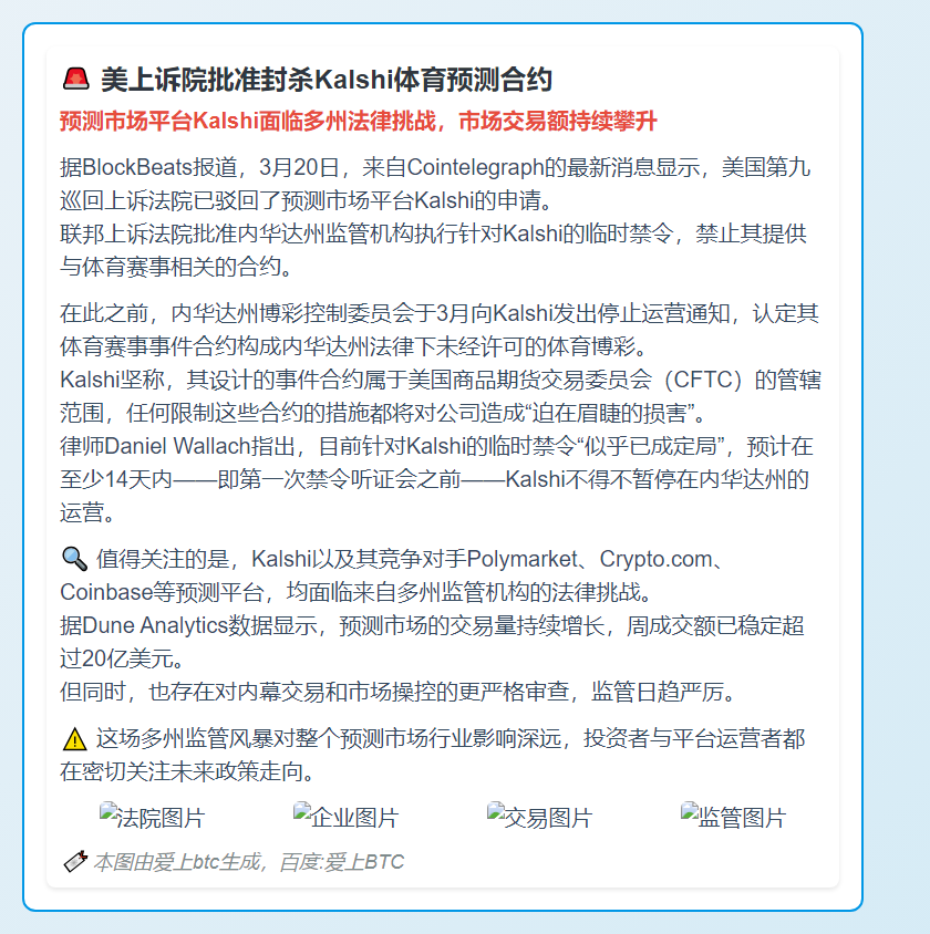 美上诉院批准封杀Kalshi体育预测合约