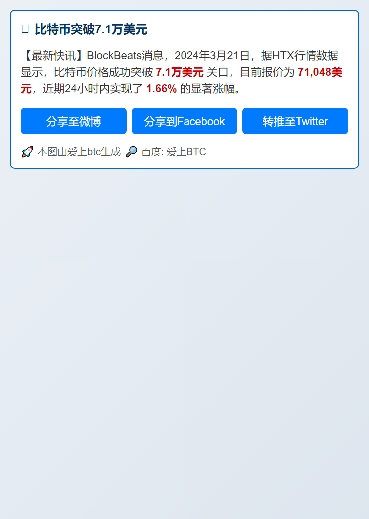 比特币突破7.1万美元