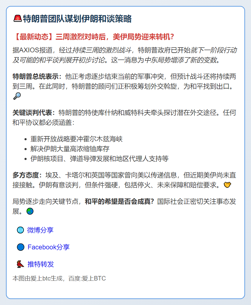特朗普团队谋划伊朗和谈策略