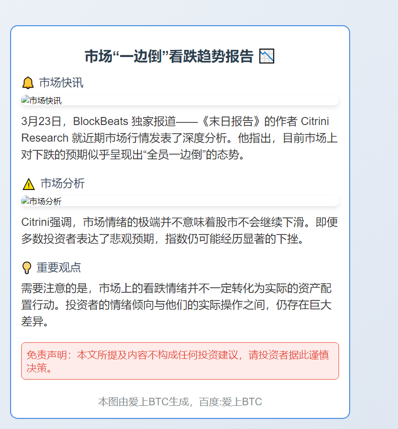 市场“一边倒”看跌趋势报告