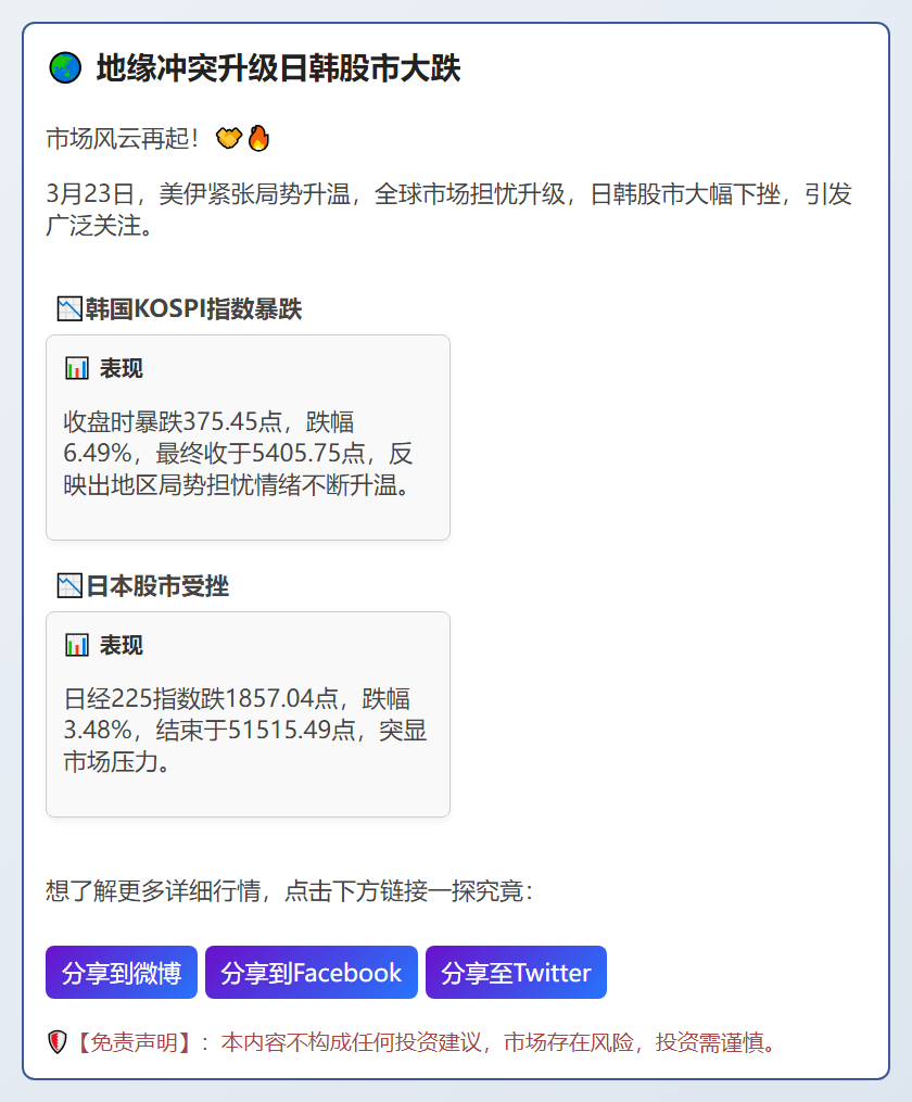 地缘冲突升级日韩股市大跌
