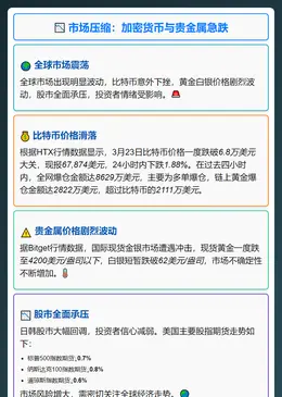 市场压缩：加密货币与贵金属急跌