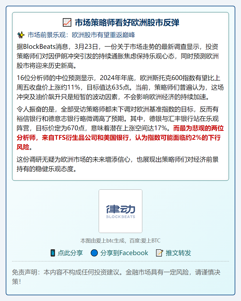 市场策略师看好欧洲股市反弹
