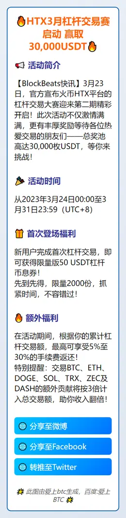 HTX3月杠杆交易赛启动 赢取30,000USDT
