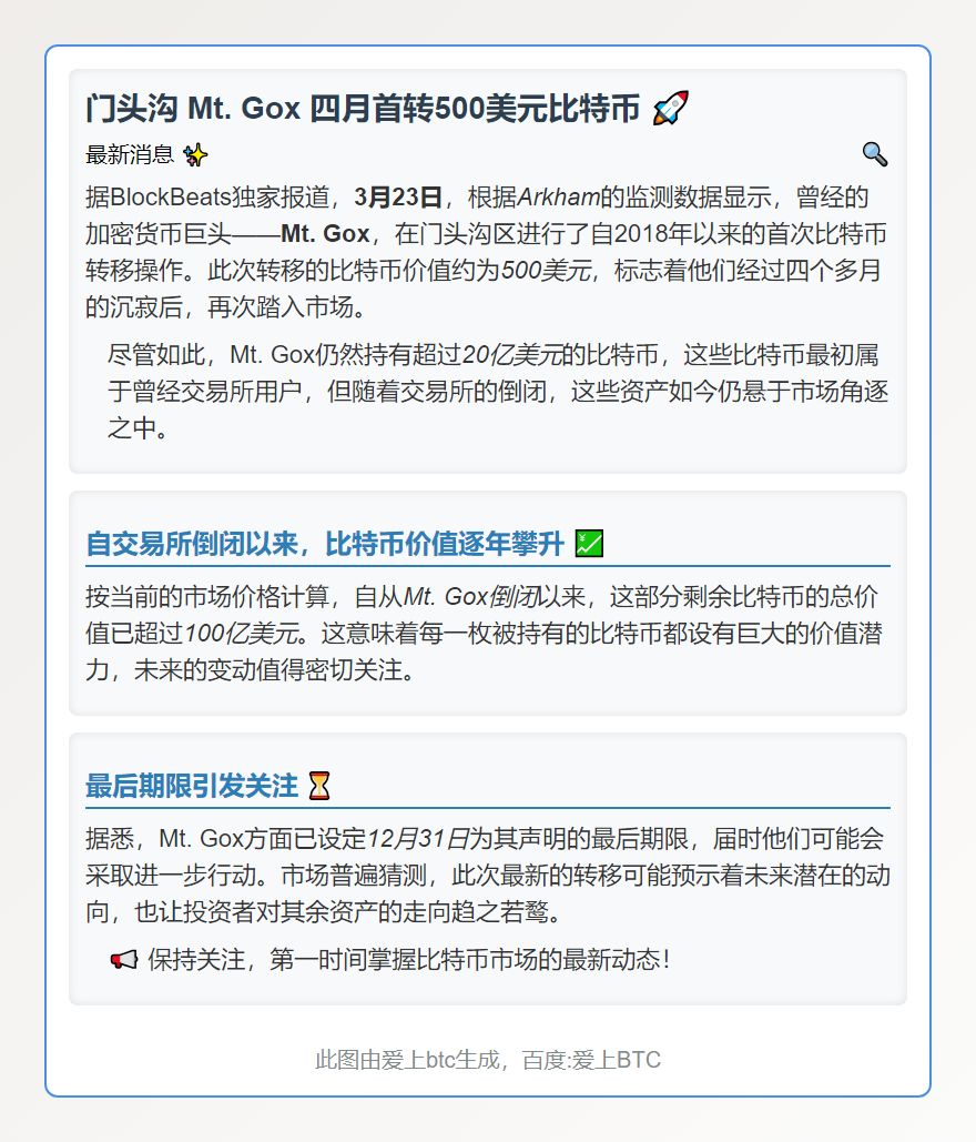 门头沟Mt. Gox四月首转500美元比特币