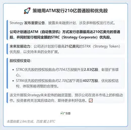 策略用ATM发行210亿普通股和优先股