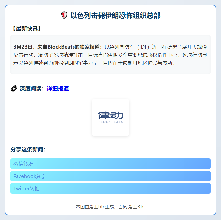 以色列击毙伊朗恐怖组织总部