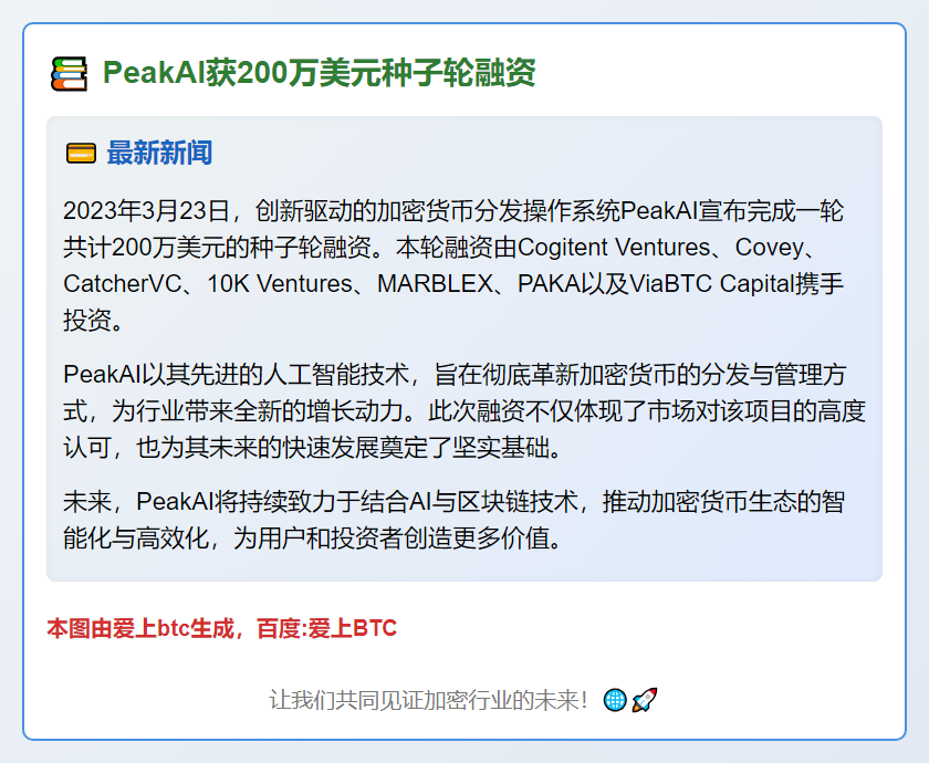 PeakAI获200万美元种子轮融资