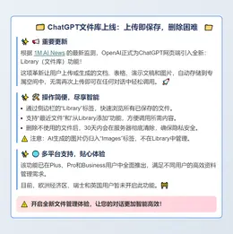 ChatGPT文件库上线：上传即保存，删除困难