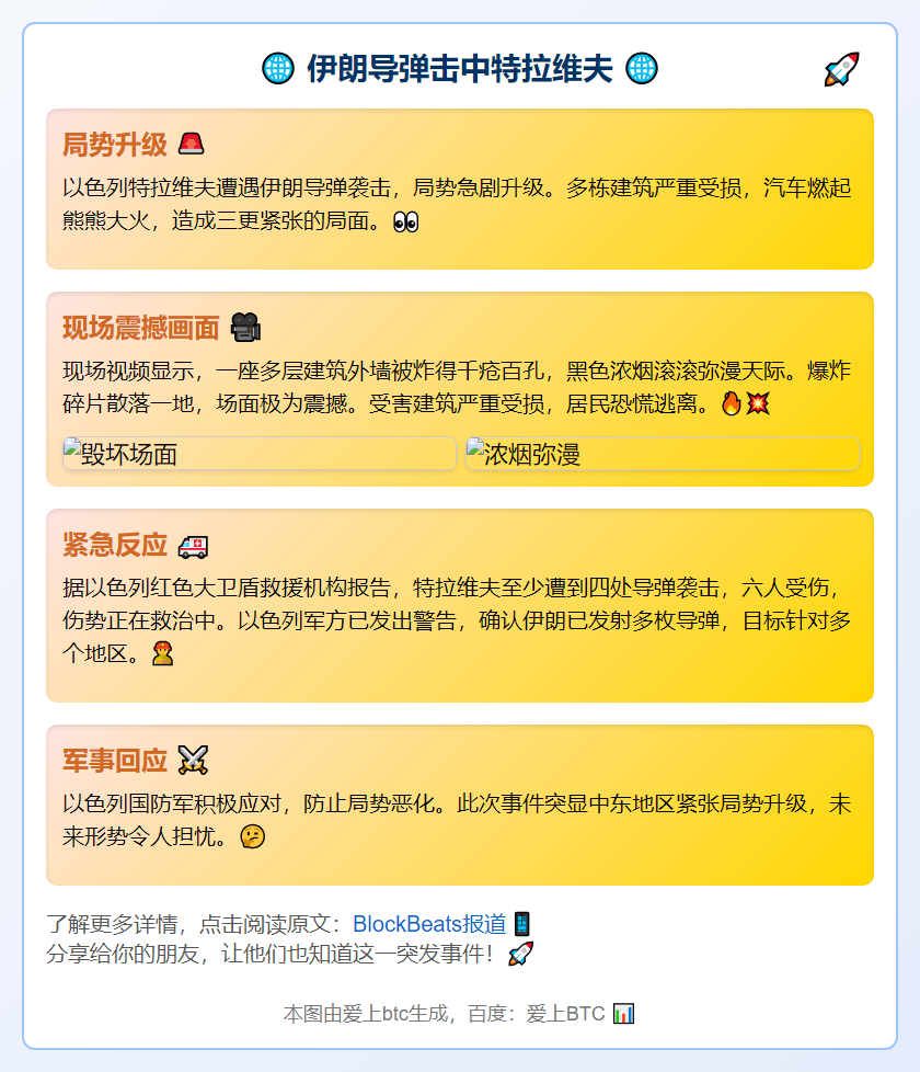 伊朗导弹击中特拉维夫