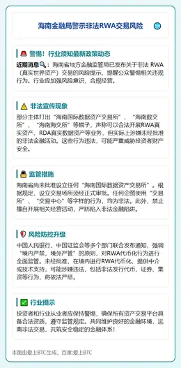 海南金融局警示非法RWA交易风险