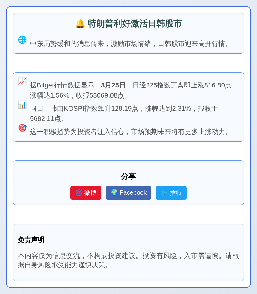 特朗普利好激活日韩股市