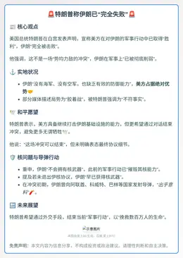 特朗普称伊朗已“完全失败”