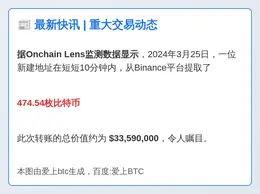 新地址从Binance提取474.54比特币