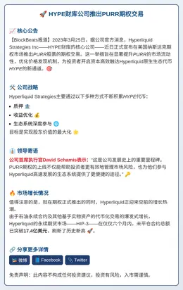 HYPE财库公司推出PURR期权交易