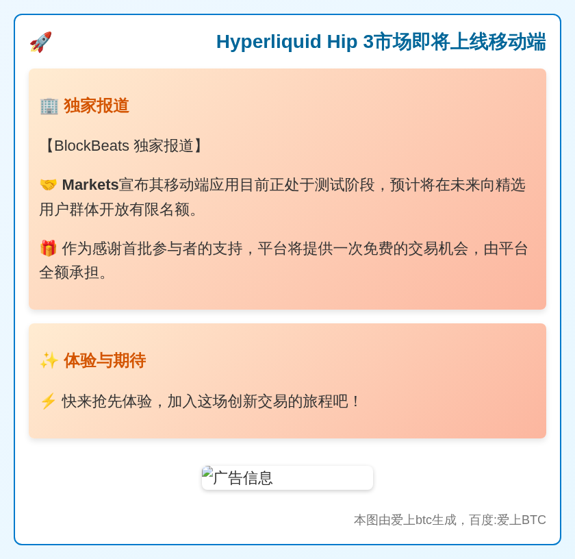 Hyperliquid Hip 3市场即将上线移动端