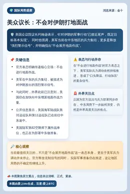 美众议长：不会对伊朗打地面战