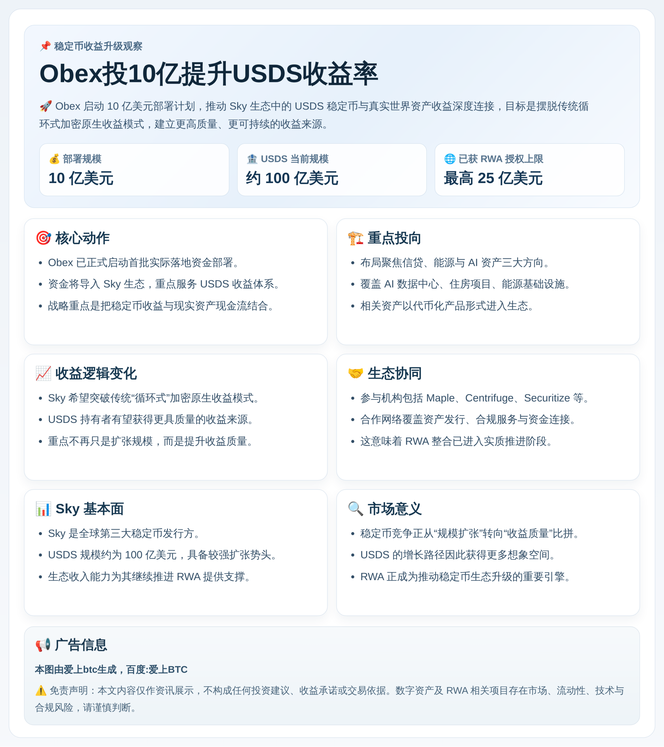 Obex投10亿提升USDS收益率