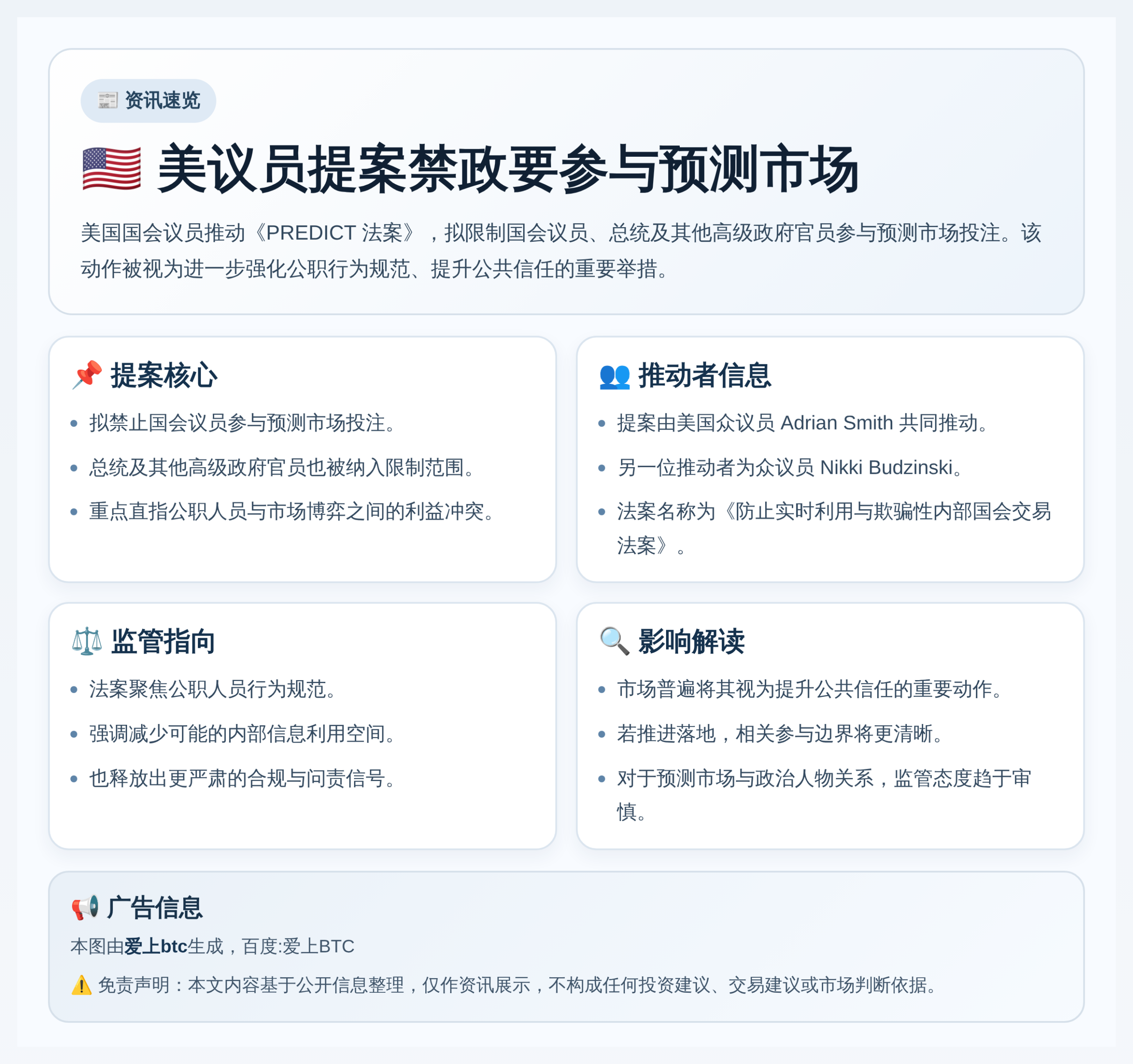 美议员提案禁政要参与预测市场