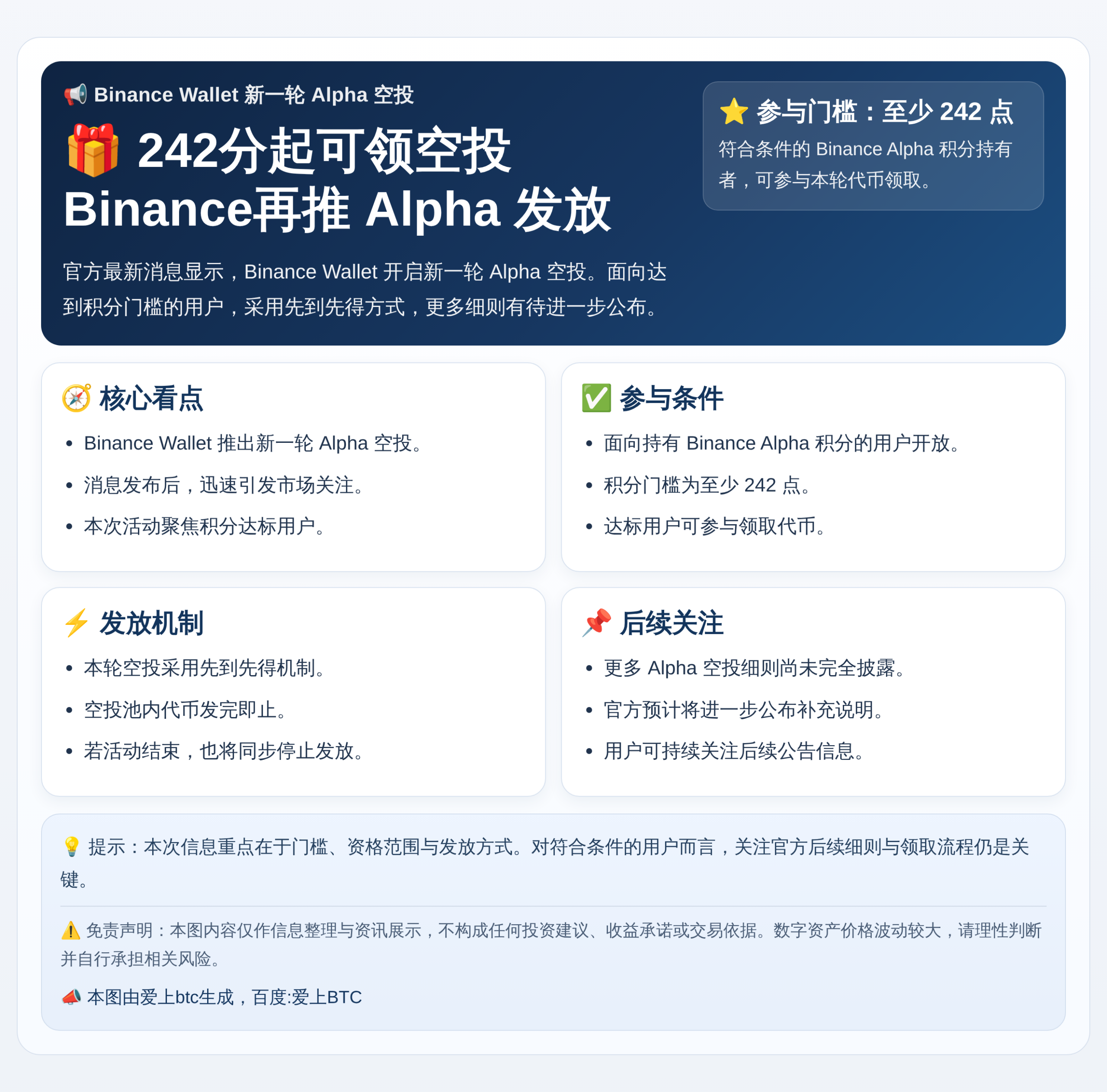 Binance：242分起今日16时领空投