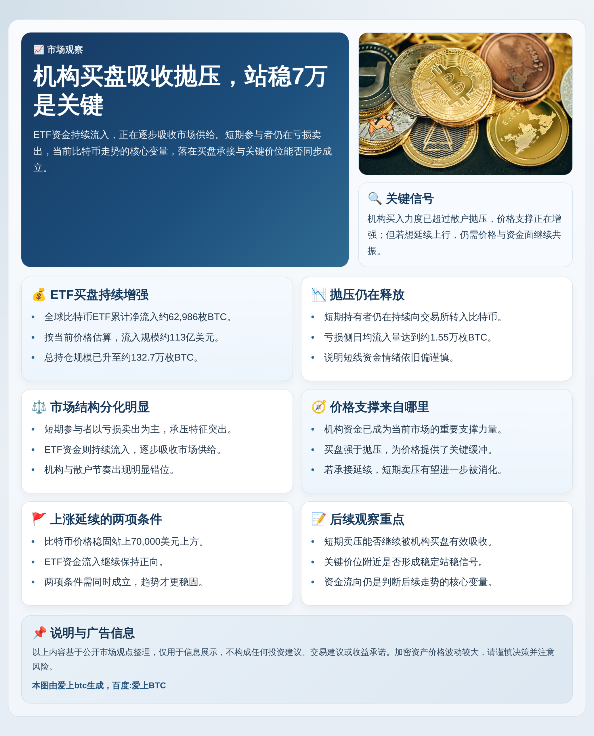 机构买盘吸收抛压，站稳7万是关键