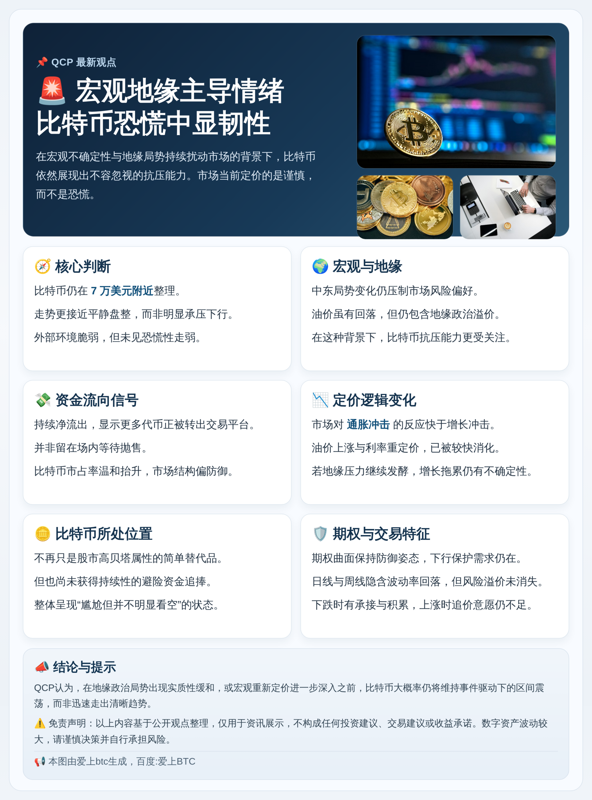 QCP：宏观地缘主导情绪，比特币恐慌中显韧性