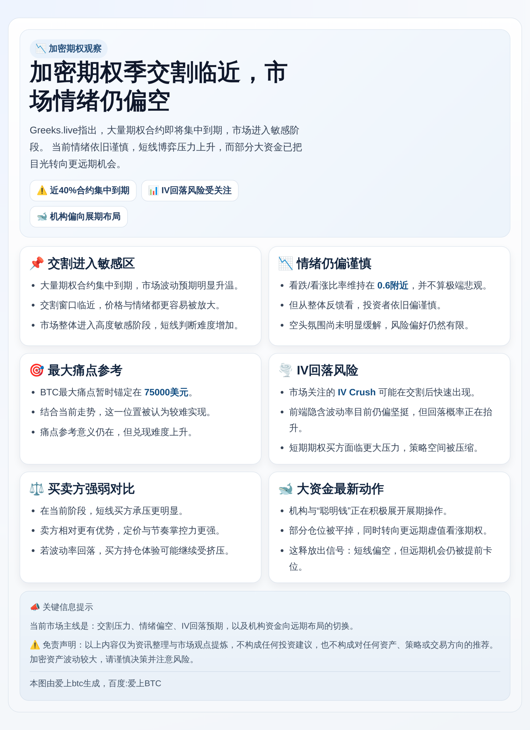明日加密期权季交割，情绪仍偏空