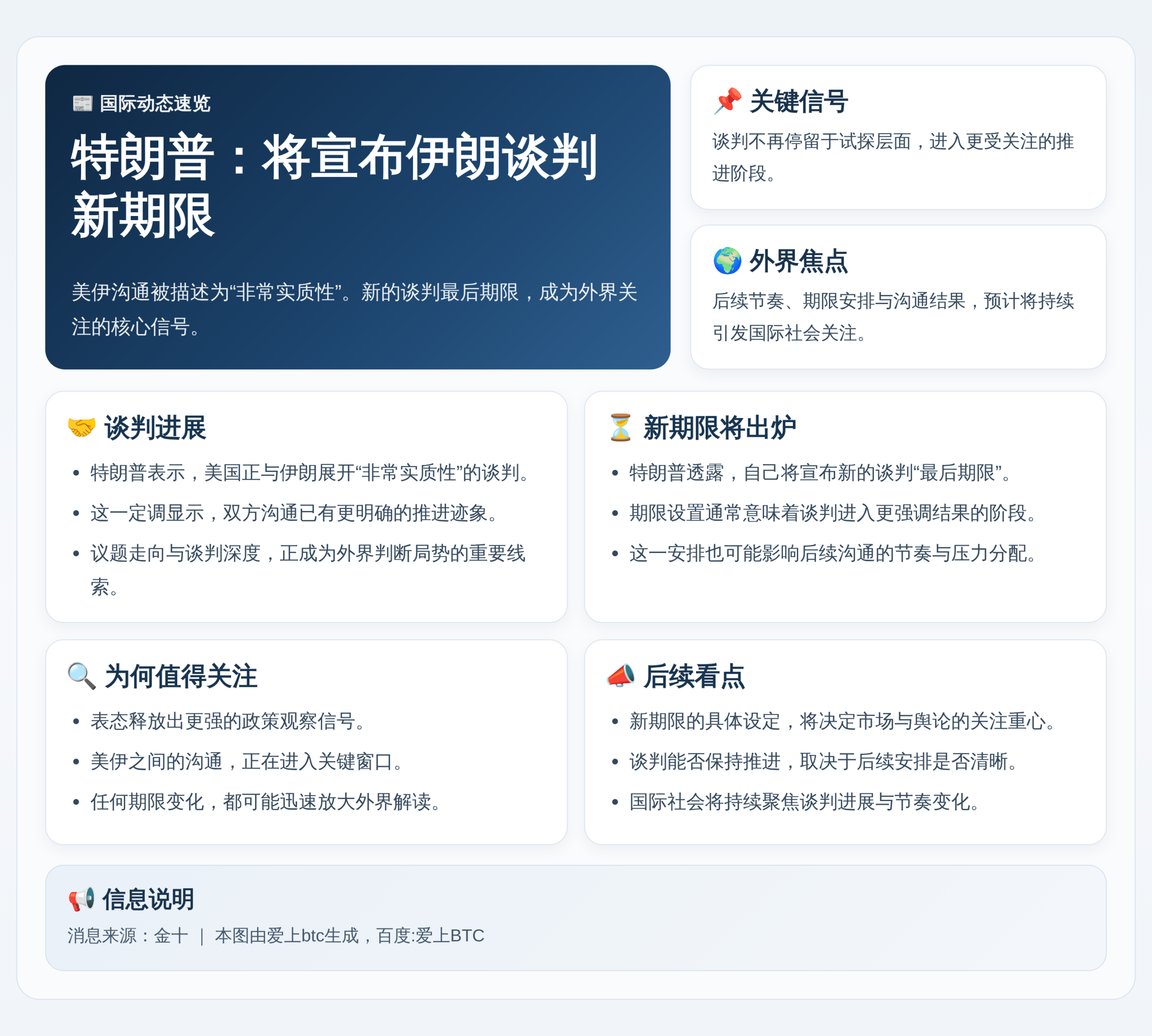 特朗普：将宣布伊朗谈判新期限
