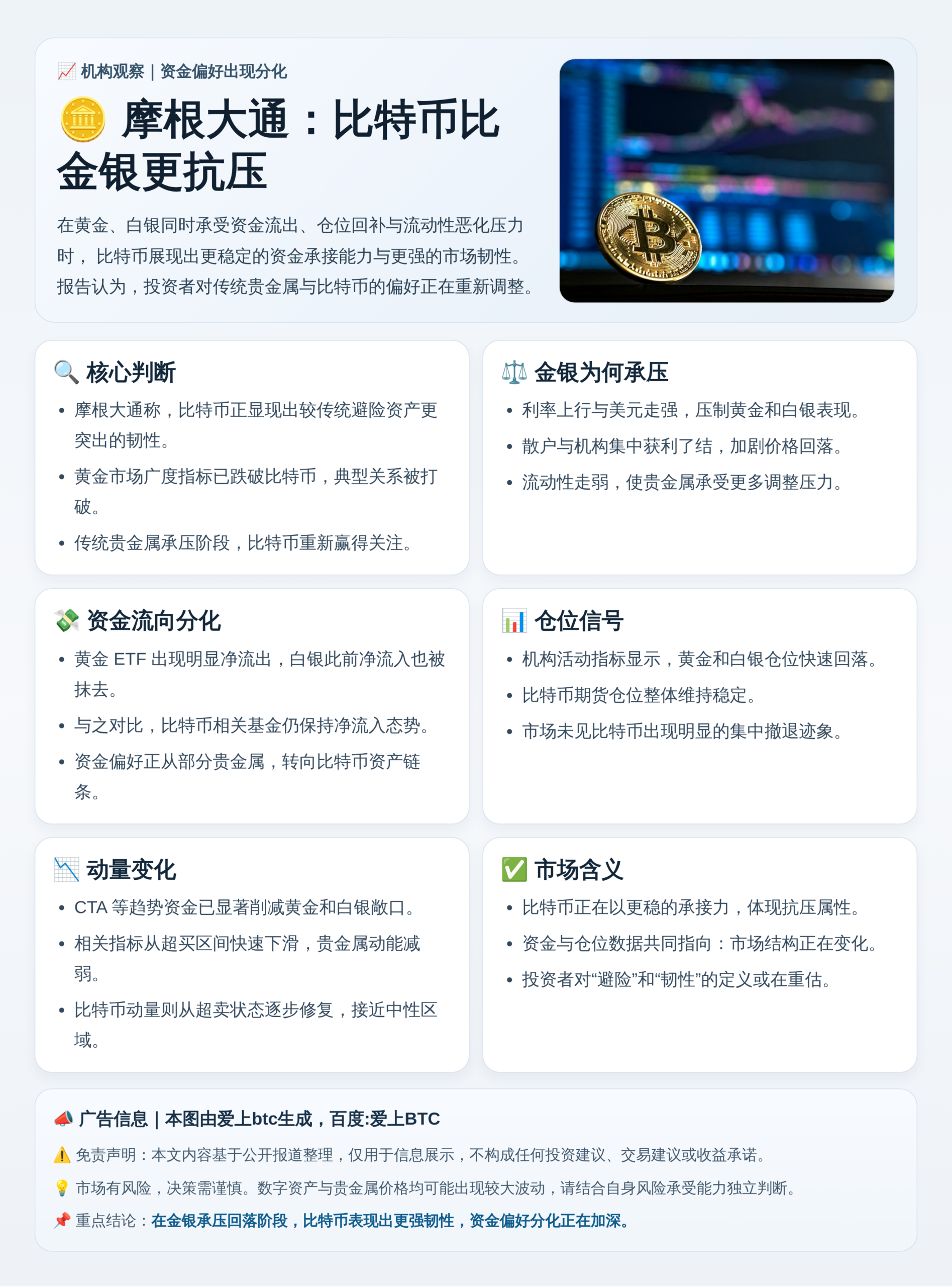 摩根大通：比特币比金银更抗压