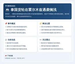 泰国货轮在霍尔木兹遇袭搁浅