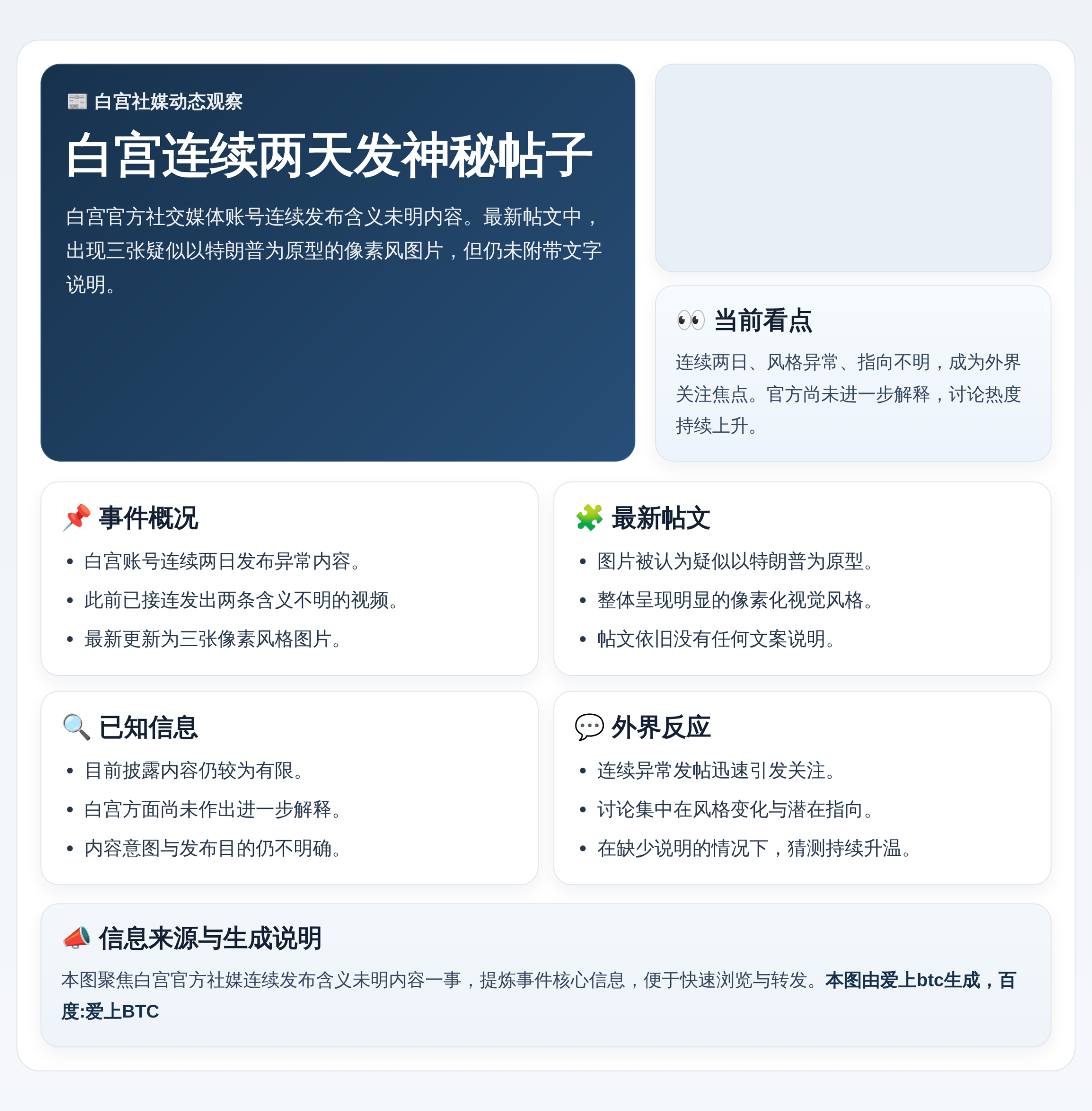 白宫连续两天发神秘帖子