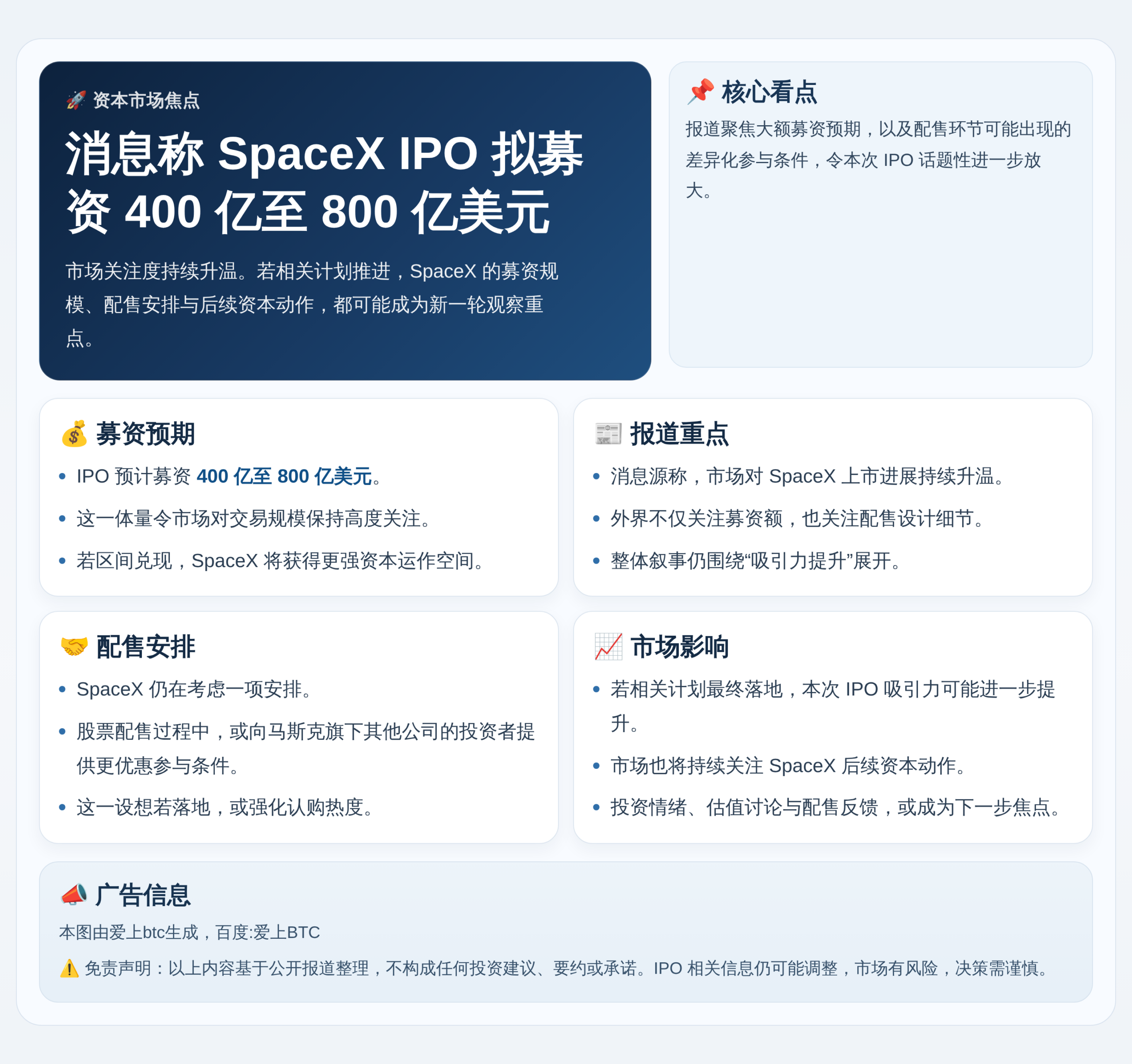 消息称SpaceX IPO拟募资400亿至800亿美元