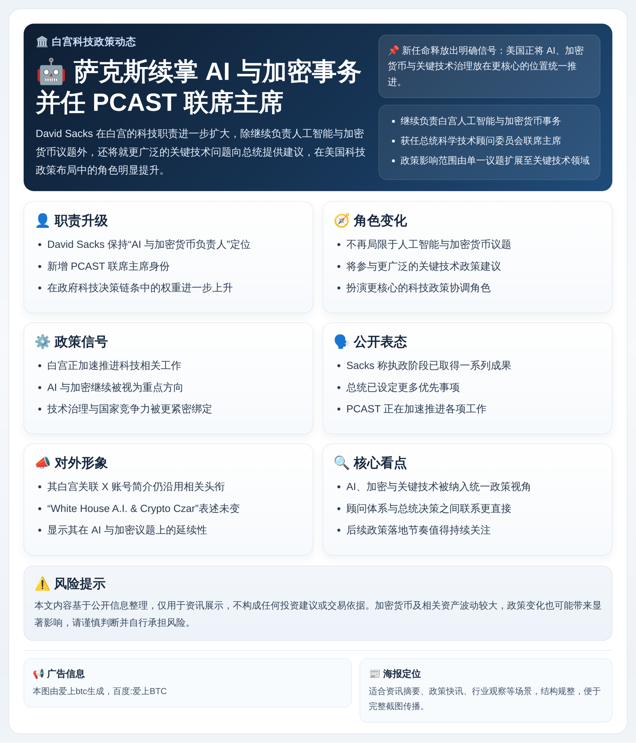 萨克斯续掌AI加密并任PCAST联席