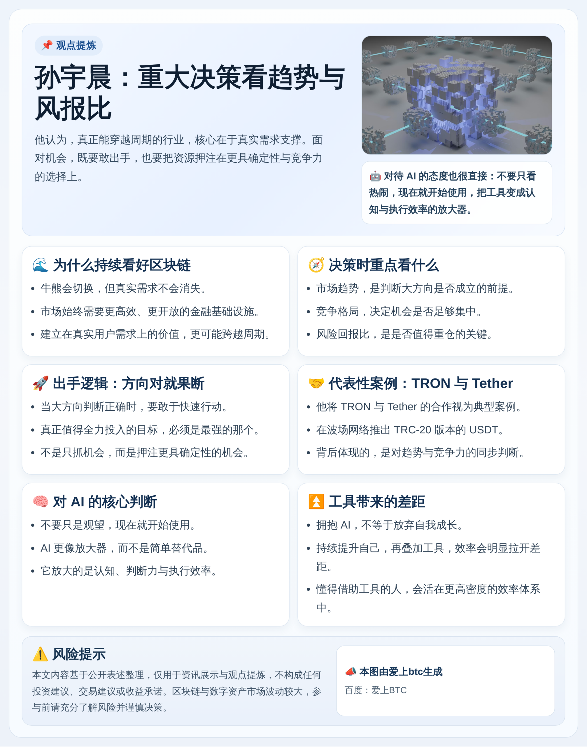 孙宇晨：重大决策看趋势与风报比