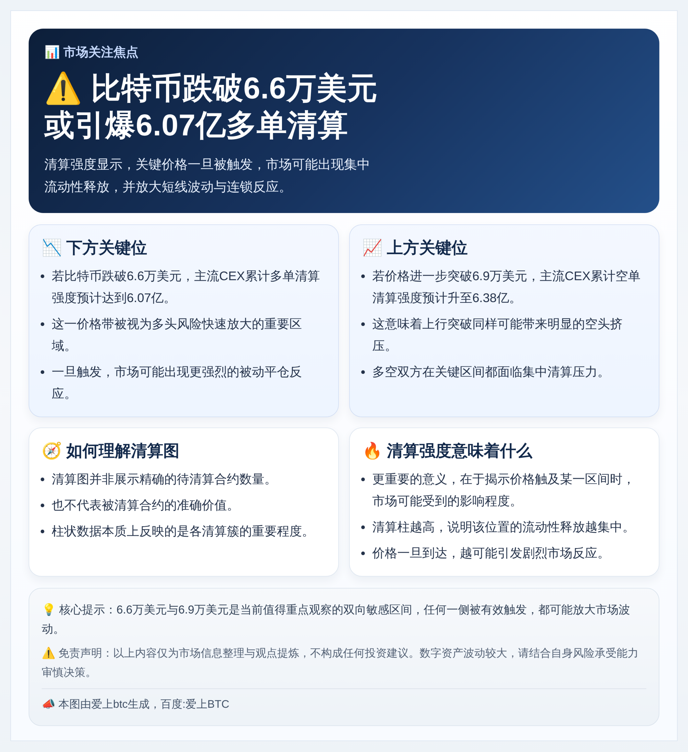 比特币跌破6.6万或引爆6.07亿多单清算