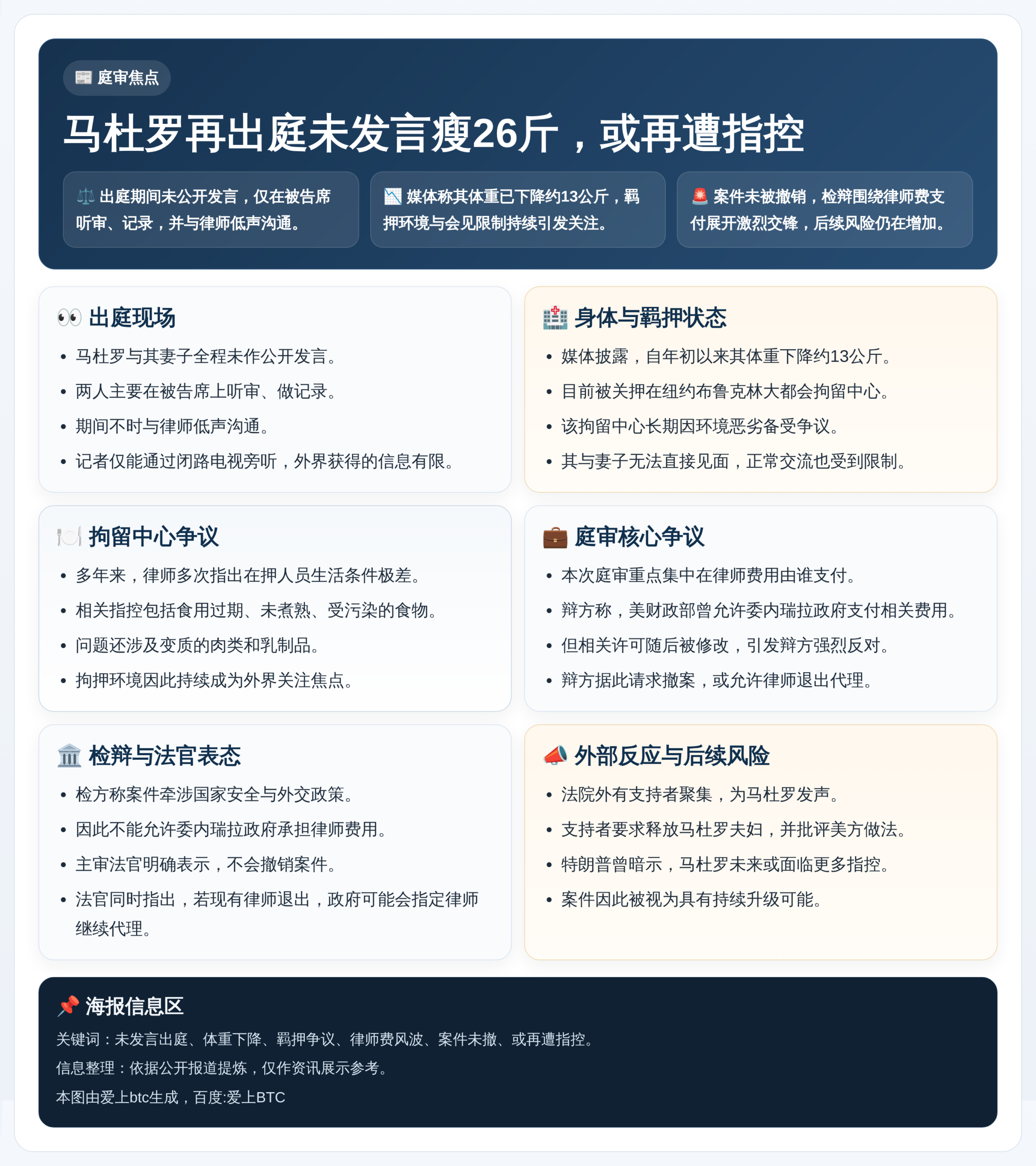 马杜罗再出庭未发言瘦26斤，或再遭指控