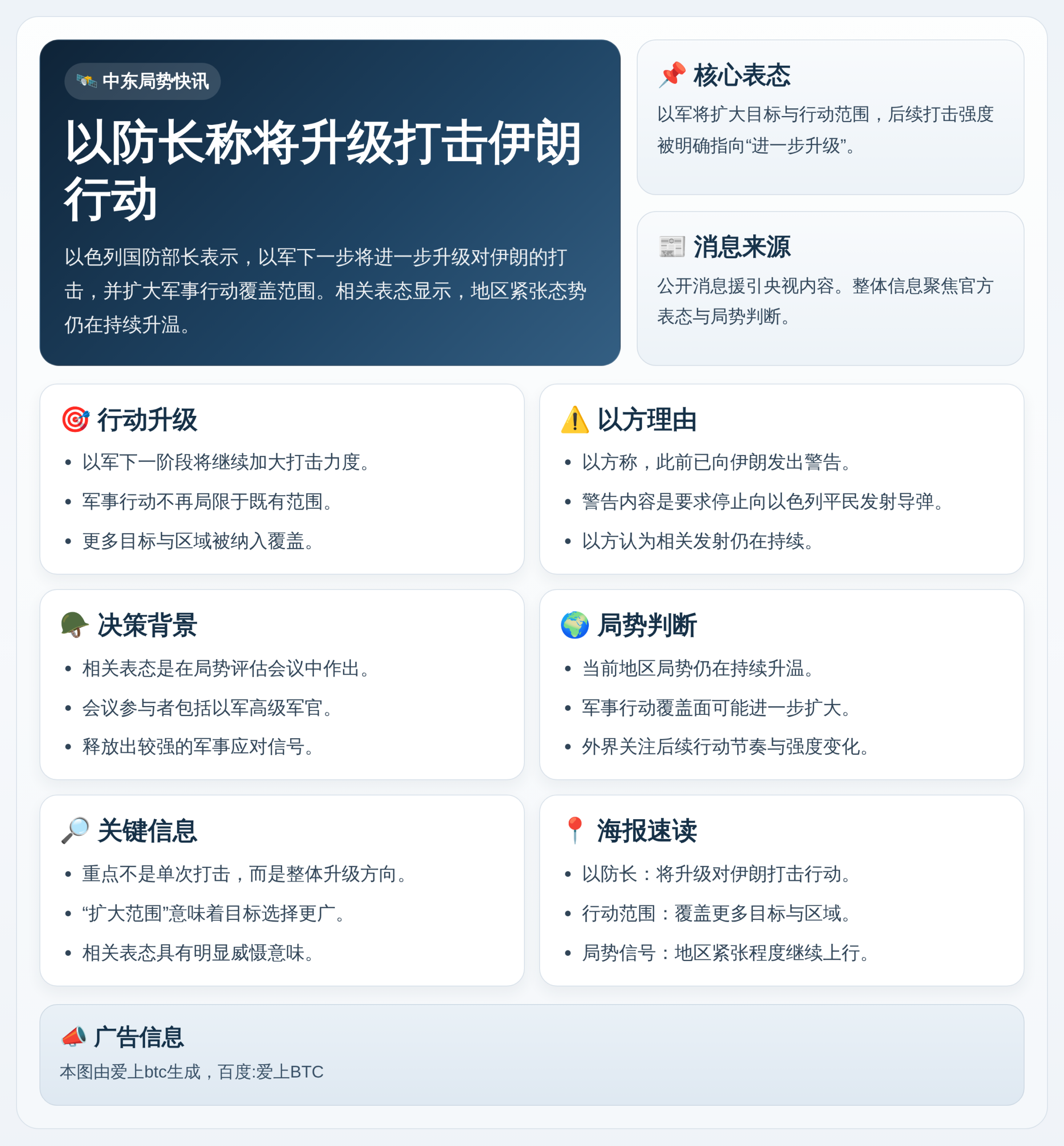 以防长称将升级打击伊朗行动