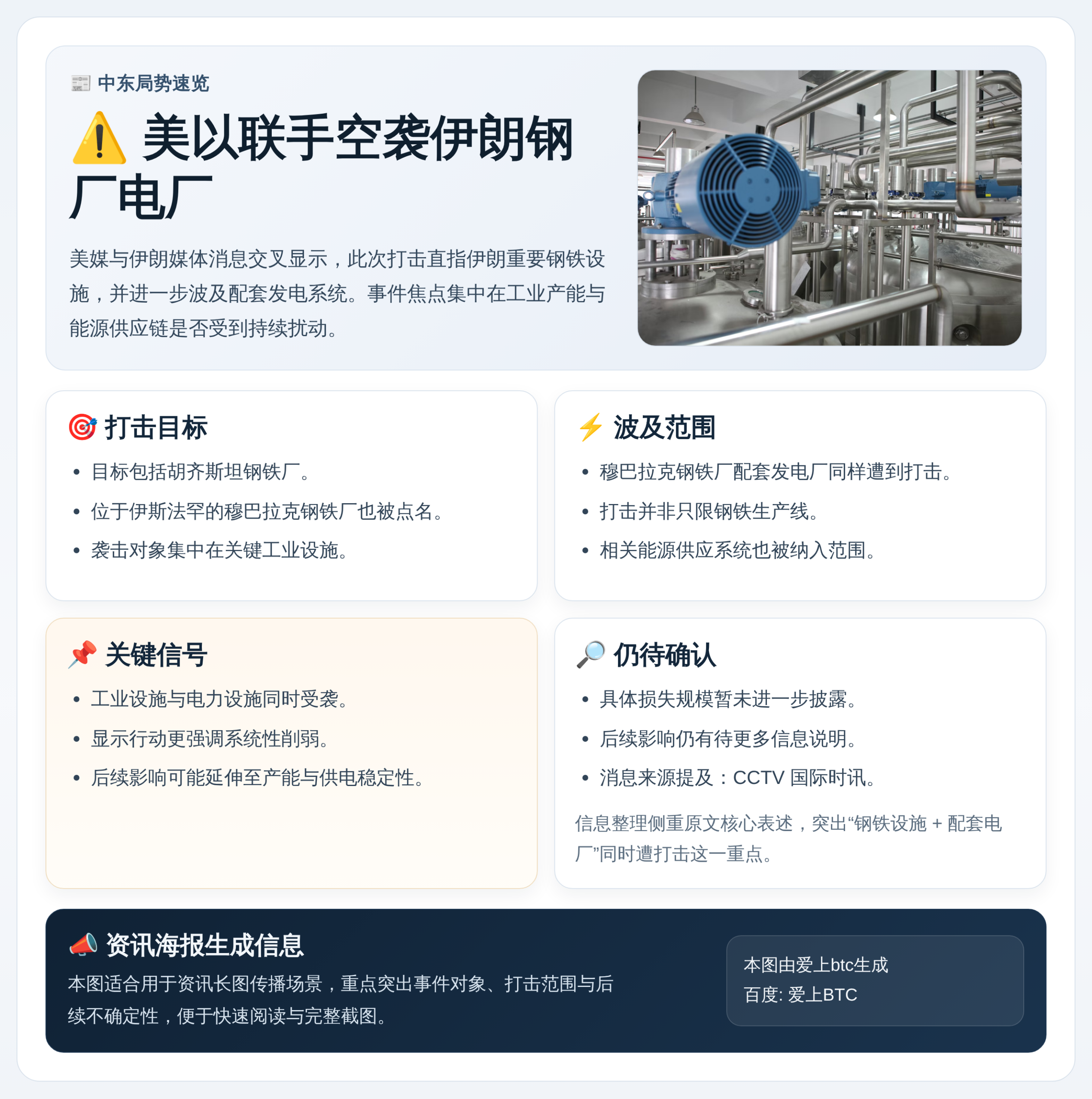 美以联手空袭伊朗钢厂电厂