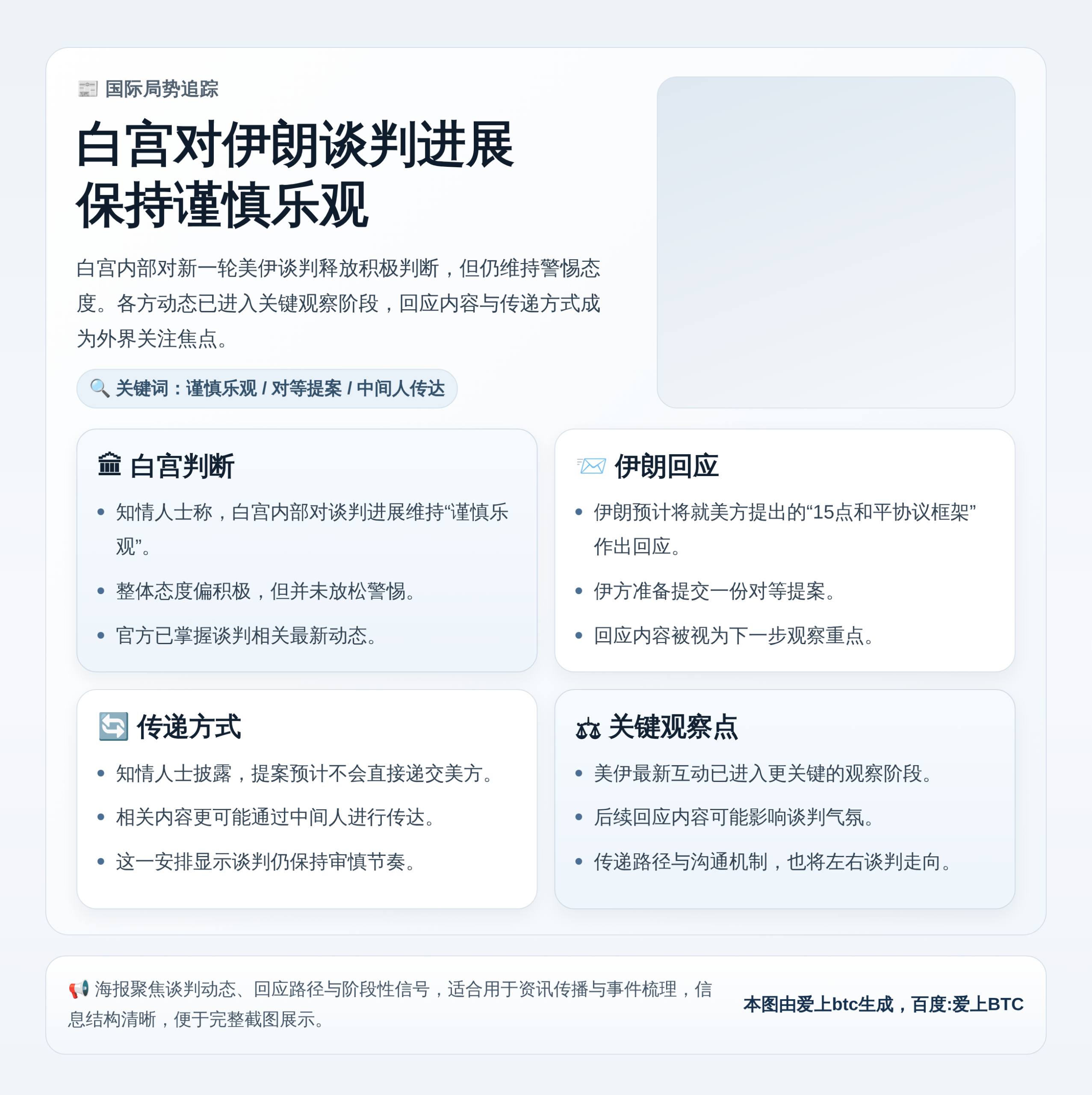 白宫对伊朗谈判进展谨慎乐观