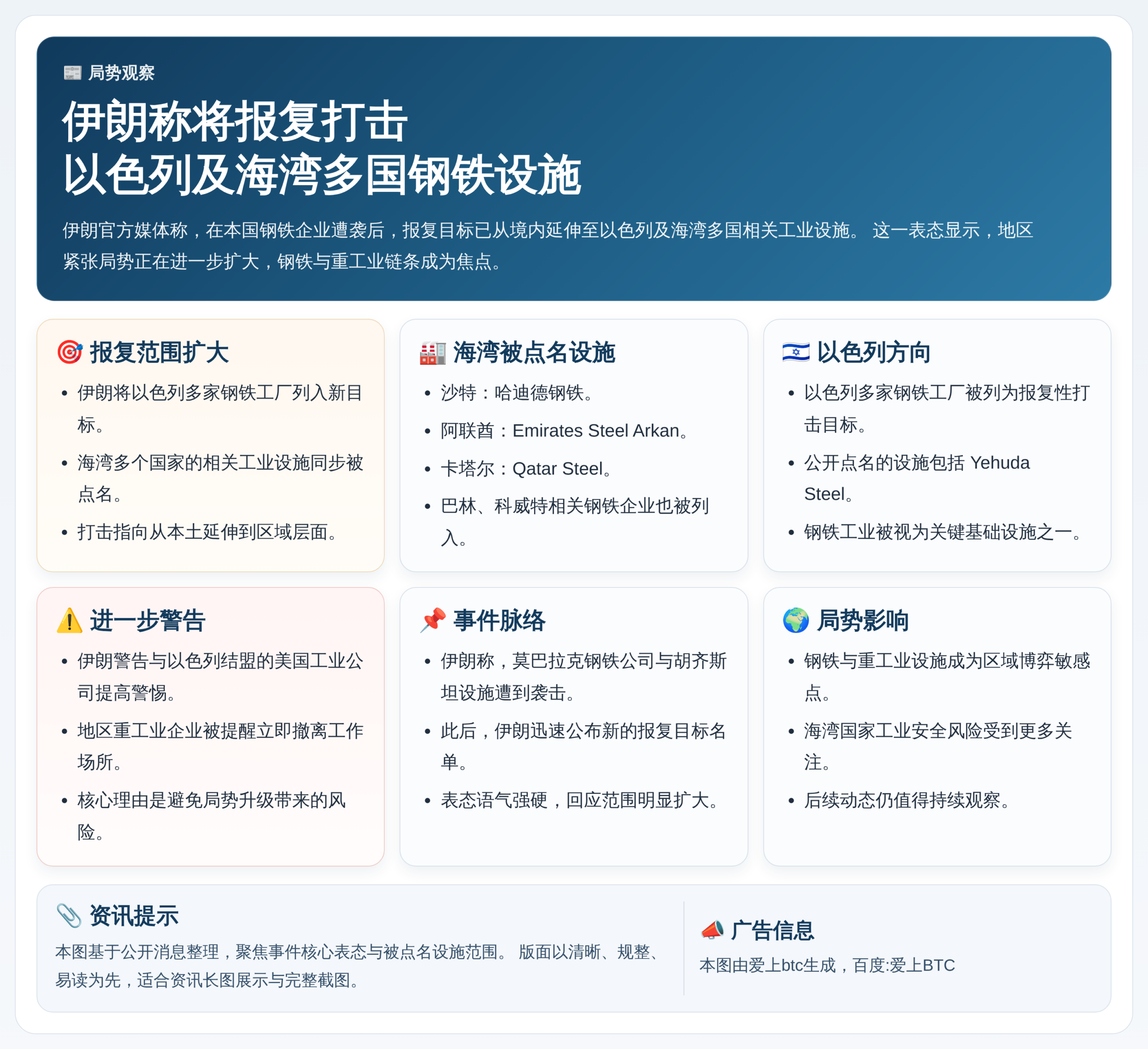 伊朗将报复打击以色列及海湾多国钢铁设施