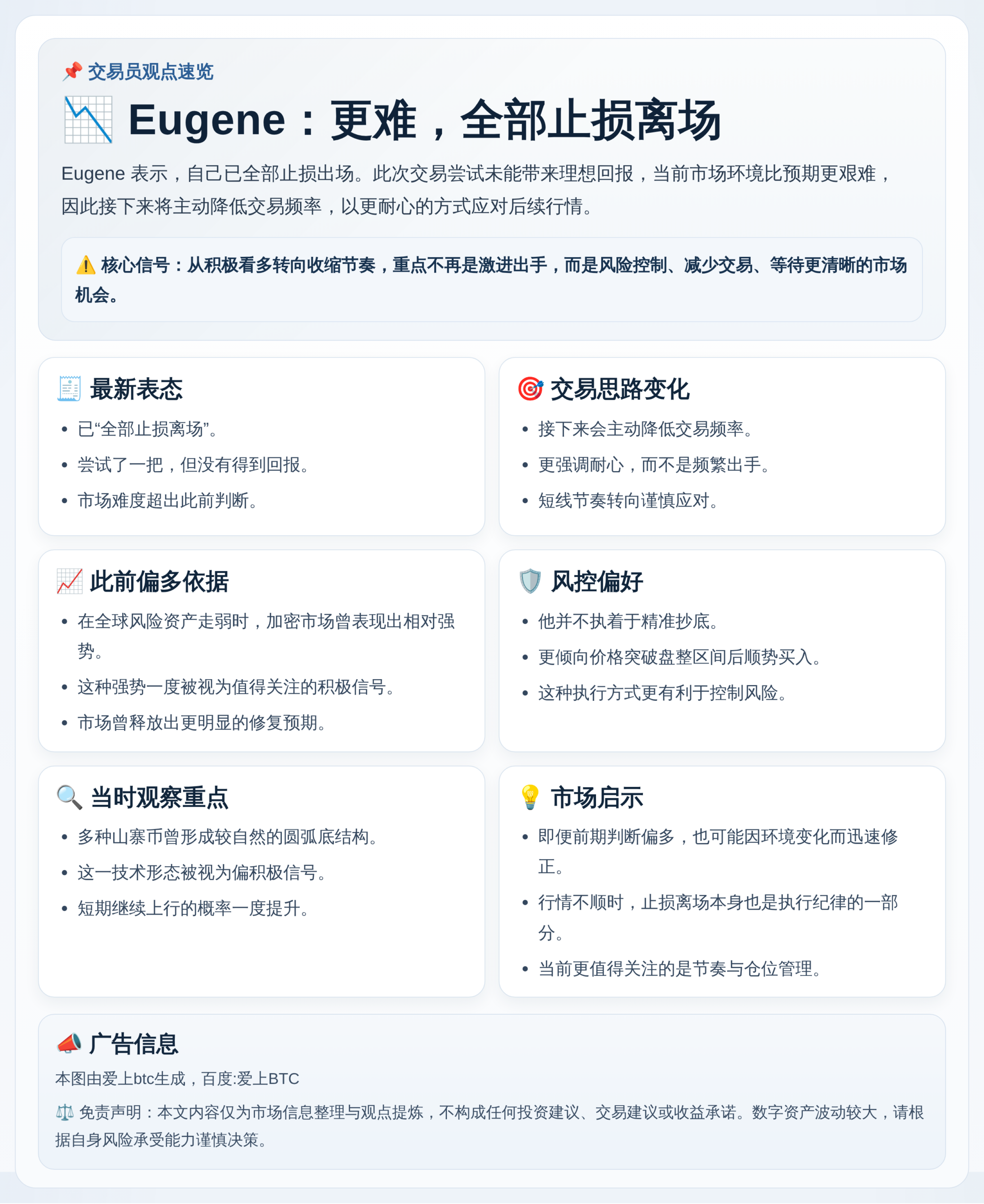 Eugene：今年更难，全部止损离场