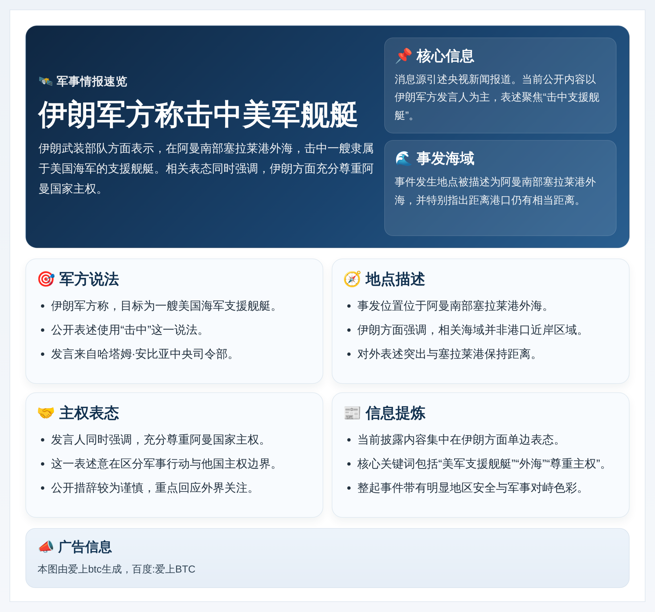 伊朗军方称击中美军舰艇